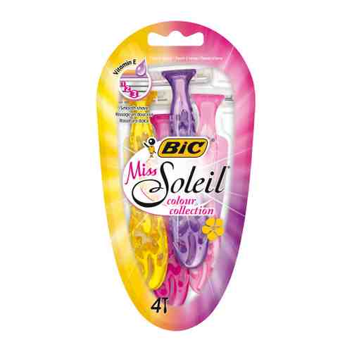 Станок для бритья Bic Miss Soleil Colour Collection 3 одноразовый 4 штуки арт. 3397515