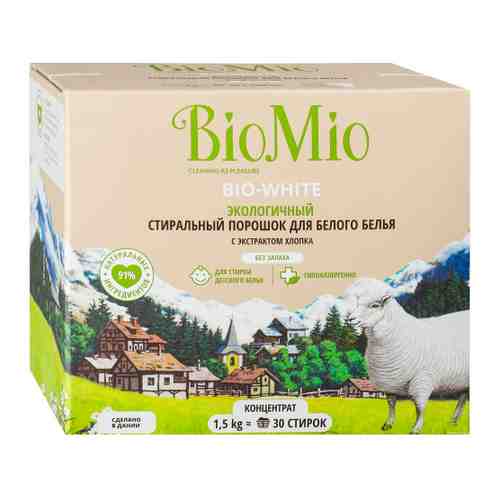 Стиральный порошок BioMio Bio-White экологичный для белого белья 1.5 кг арт. 3226799