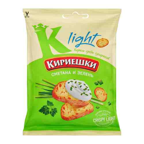 Сухарики Кириешки Light пшеничные со вкусом сметаны с зеленью 33 г арт. 3480712