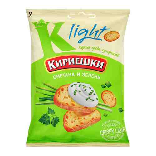 Сухарики Кириешки Light пшеничные со вкусом сметаны с зеленью 80 г арт. 3480698