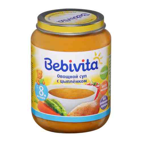 Суп Bebivita овощной цыпленок без сахара с 8 месяцев 190 г арт. 3375447
