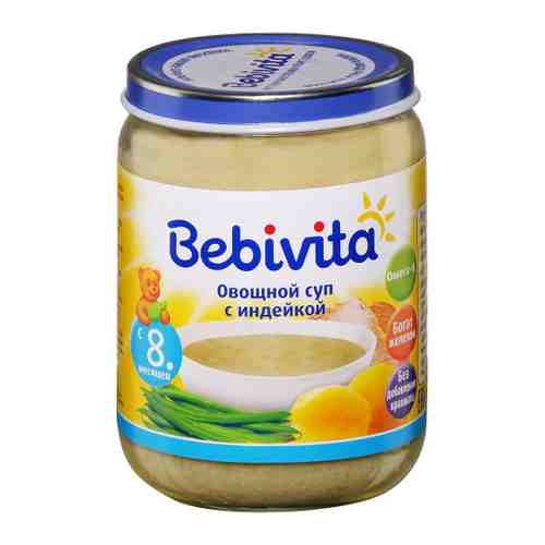 Суп Bebivita овощной индейка без сахара с 8 месяцев 190 г арт. 3375448