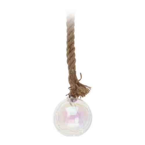 Светильник Koopman шар белый диаметр 10 см 10 led на джутовой веревке арт. 3505538