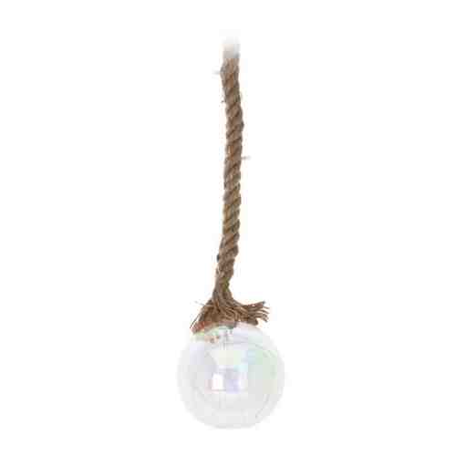 Светильник Koopman шар белый диаметр 12 см 19 led на джутовой веревке арт. 3505528