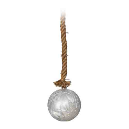 Светильник Koopman шар серебристый диаметр 10 см 10 led на джутовой веревке арт. 3505535