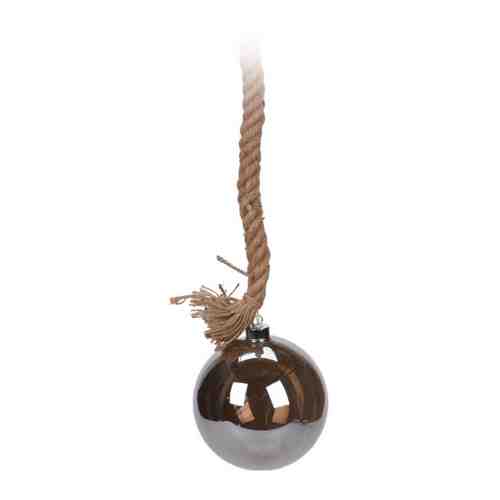 Светильник Koopman шар темно-серый диаметр 15 см 24 led на джутовой веревке арт. 3505542
