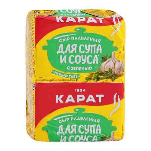 Сыр плавленый для супа и соуса Карат с зеленью 45% 90 г арт. 3425116