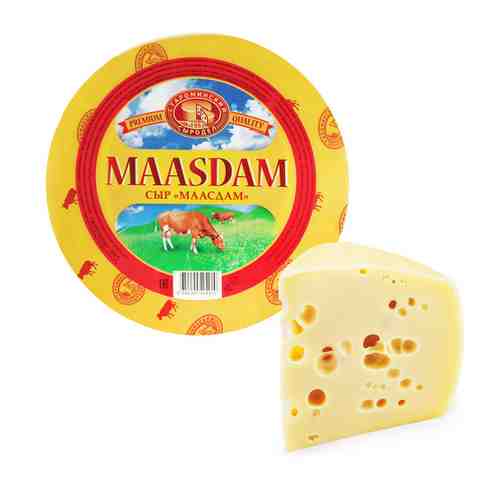 Сыр полутвердый Староминский Сыродел Маасдам 45% 2.8 -3.4 кг арт. 3486200