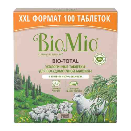 Таблетки для посудомоечной машины BioMio BIO-TOTAL Экологичные 7-в-1 с эфирным маслом эвкалипта БиоМио 100 штук арт. 3510980