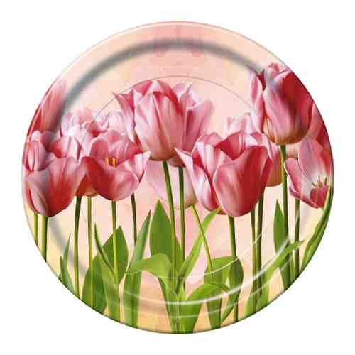 Тарелка одноразовая Bgreen Тюльпаны картонная 23 см 10 штук арт. 3424327