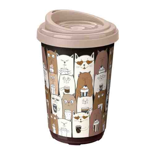 Термостакан Phibo с декором Кошки темно-бежевый 400 мл арт. 3521382