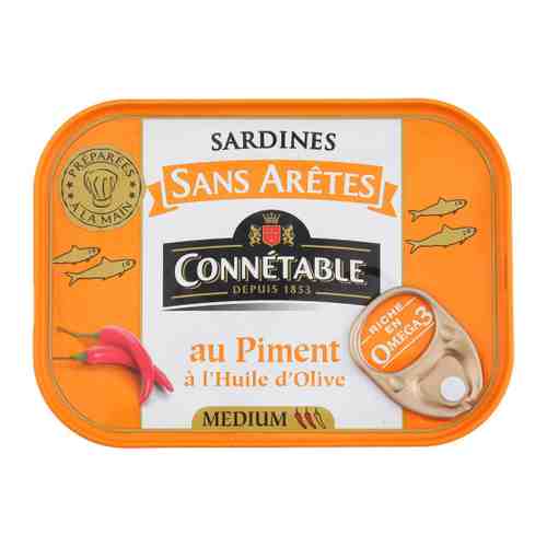 Сардины Connetable без костей в оливковом масле первого отжима экстра с перцем 140 г арт. 3454815