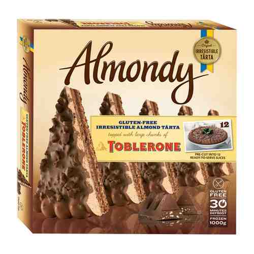 Торт миндальный с кусочками Тоблероне без глютена замороженный Almondy 1 кг арт. 3454136