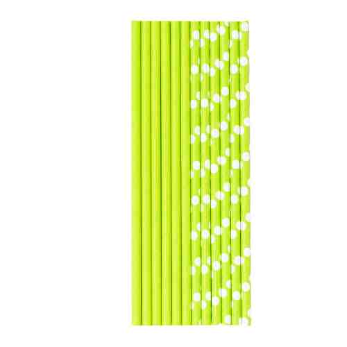 Трубочки для напитков Веселая затея бумажные Горошек светло-зеленые 12 штук арт. 3401763