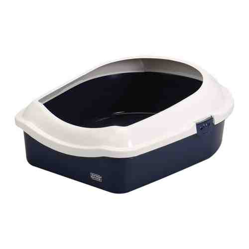 Туалет Ebi с высокой рамкой Спэйс 60 сине-белый для кошек 56х43х14 см арт. 3460415