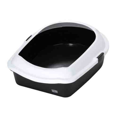 Туалет Ebi с высокой рамкой Спэйс 70 чёрно-белый для кошек 70х56х27 см арт. 3460418
