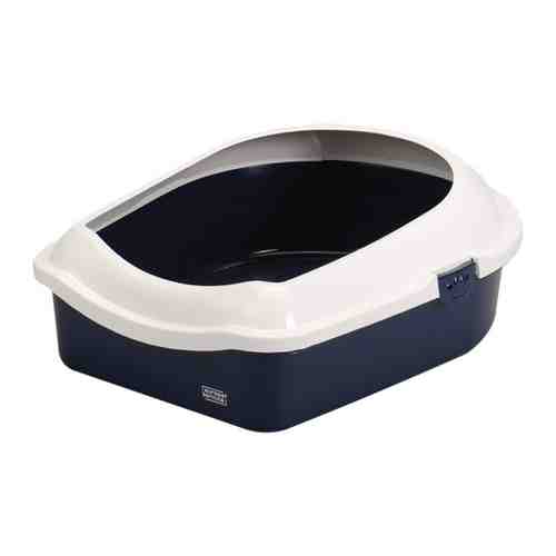 Туалет Ebi с высокой рамкой Спэйс 70 сине-белый для кошек 70х56х27 см арт. 3460417