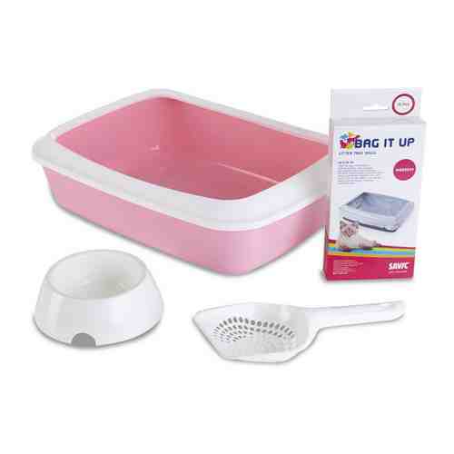 Туалет-лоток Savic Starter Kit розовый для кошек 42х31х12.5 см арт. 3418962
