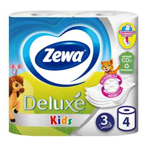 Туалетная бумага детская Zewa Kids 3-слойная 4 рулона арт. 3315312
