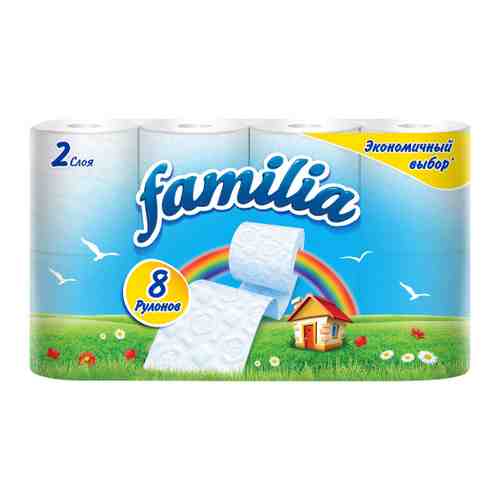 Туалетная бумага Familia белая 2-слойная 8 рулонов арт. 3303191