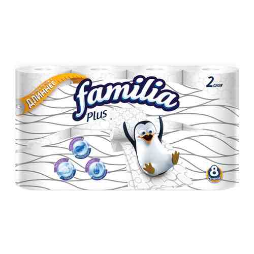 Туалетная бумага Familia Plus Белая 2 слоя 8 рулонов арт. 3476003