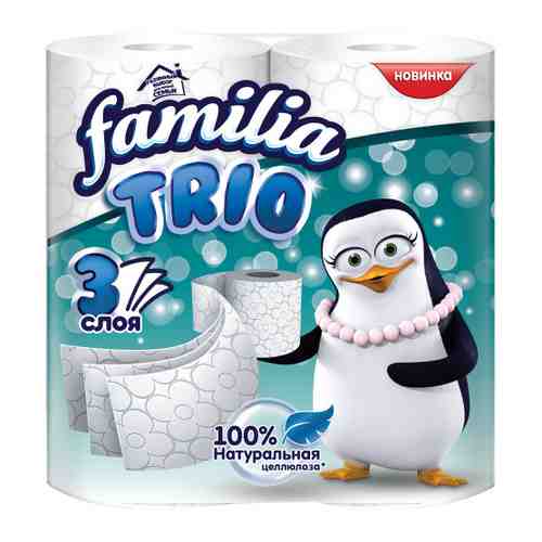 Туалетная бумага Familia Trio белая 3-слойная 4 рулона арт. 3396992