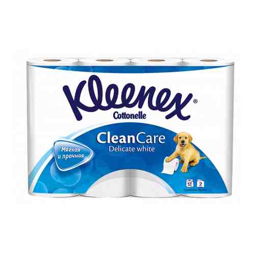 Туалетная бумага Kleenex Clean Care Delicate белая 2-слойная 12 рулонов арт. 3137124