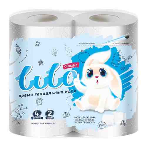 Туалетная бумага LuLo Классик 2-слойная 4 рулона арт. 3508040