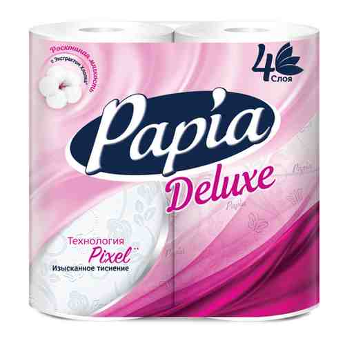 Туалетная бумага Papia Deluxe белая 4-слойная 4 рулона арт. 3255772