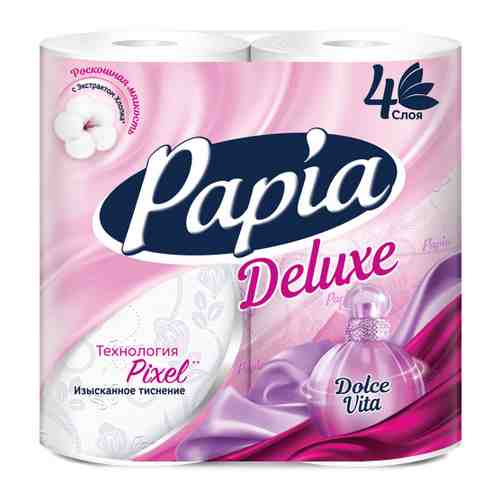 Туалетная бумага Papia Deluxe Dolce Vita 4-слойная 4 рулона арт. 3255774
