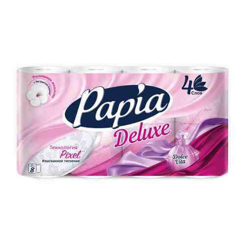 Туалетная бумага Papia Deluxe Dolce Vita 4-слойная 8 рулонов арт. 3370272