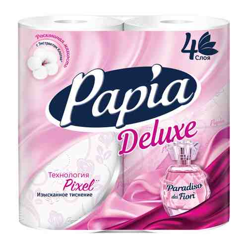 Туалетная бумага Papia Deluxe Paradiso Fiori 4-слойная 4 рулона арт. 3407078