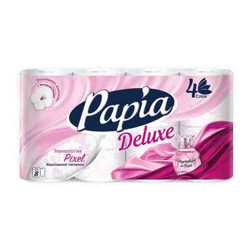Туалетная бумага Papia Deluxe Paradiso Fiori 4-слойная 8 рулонов арт. 3407156