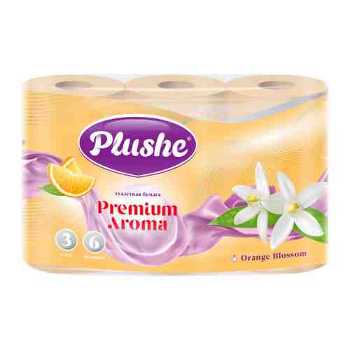 Туалетная бумага Plushe Premium Aroma Orange Blossom 3-слойная 6 рулонов арт. 3496674