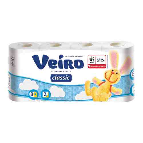 Туалетная бумага Veiro Classic 2-слойная 8 рулонов арт. 3140952