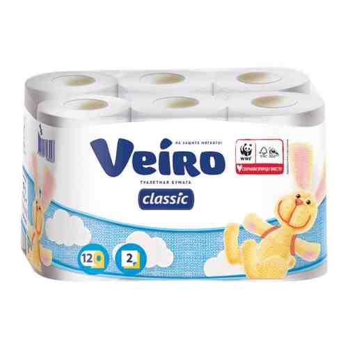 Туалетная бумага Veiro Classic Белая 2-слойная 12 рулонов арт. 3243807