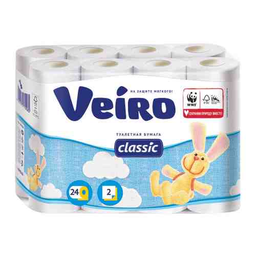 Туалетная бумага Veiro Classic белая 2-слойная 24 рулона арт. 3243658