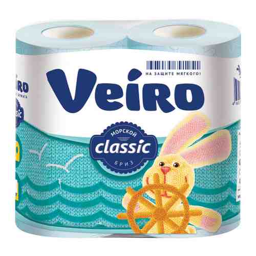 Туалетная бумага Veiro Classic голубая 2-слойная 4 рулона арт. 3269965