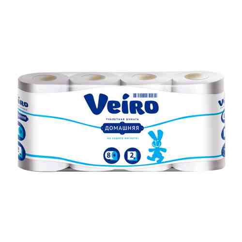 Туалетная бумага Veiro Домашняя белая 2-слойная 8 рулонов арт. 3511182