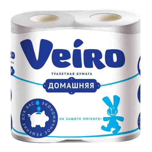Туалетная бумага Veiro Linia Домашняя белая 2-слойная 4 рулона арт. 3321448