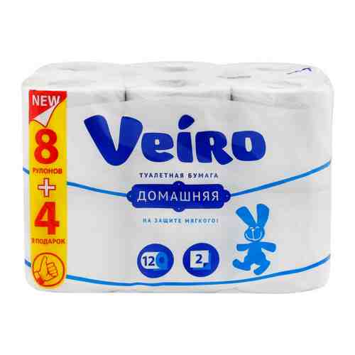 Туалетная бумага Veiro Linia Veiro Домашняя белая 2-слойная 12 рулонов арт. 3332177
