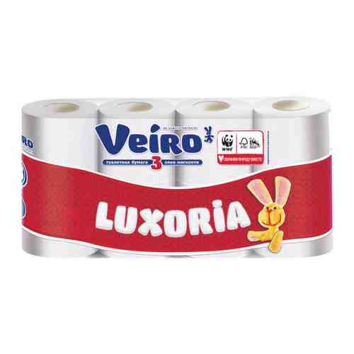 Туалетная бумага Veiro Luxoria белая 3-слойная 8 рулонов арт. 3243682