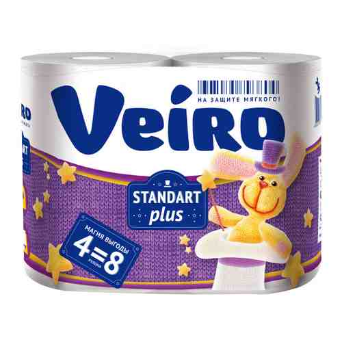 Туалетная бумага Veiro Standart Plus Белая 2-слойная 4 рулона арт. 3243684