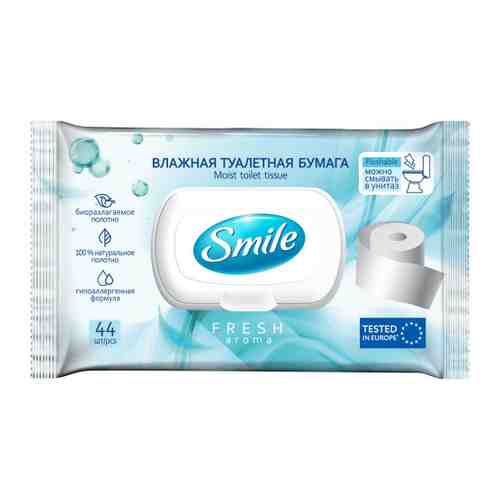 Туалетная бумага влажная Smile Fresh для взрослых c клапаном 44 штуки арт. 3512624