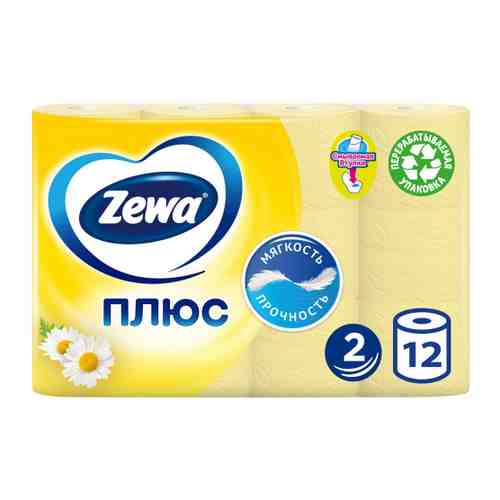 Туалетная бумага Zewa Плюс Ромашка 2-слойная 12 рулонов арт. 3057671
