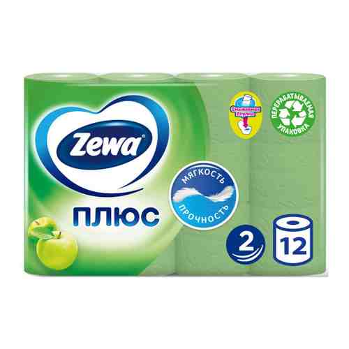 Туалетная бумага Zewa Плюс Яблоко 2-слойная 12 рулонов арт. 3206772