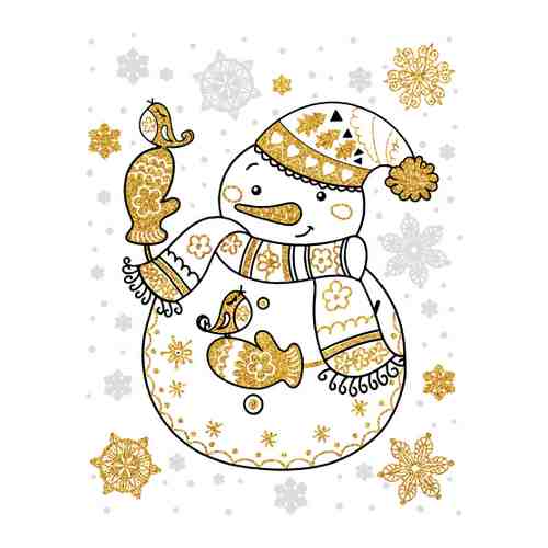 Украшение новогоднее Magic Time оконное Снеговик с раскраской 30x38 см арт. 3414634