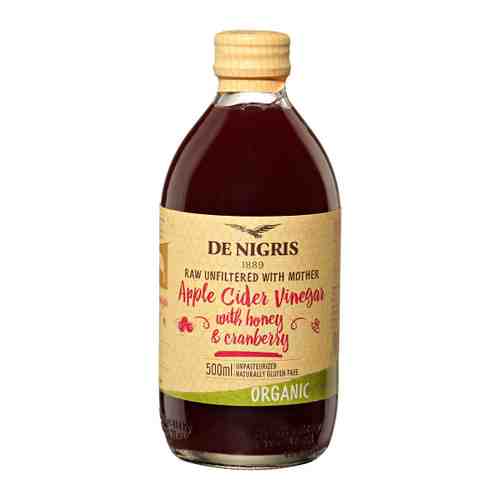 Уксус De Nigris Organic яблочный с медом и клюквой нефильтрованный 500 мл арт. 3434173