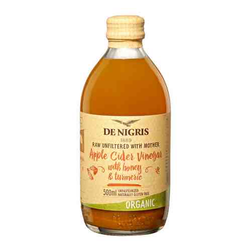 Уксус De Nigris Organic яблочный с медом и куркумой нефильтрованный 500 мл арт. 3434174