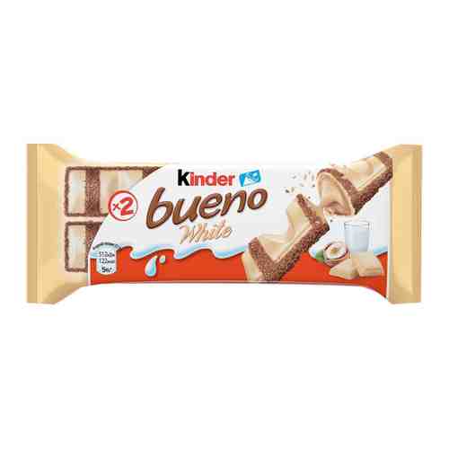 Вафли Kinder Bueno White в белом шоколаде c молочно-ореховой начинкой 39 г арт. 3357600